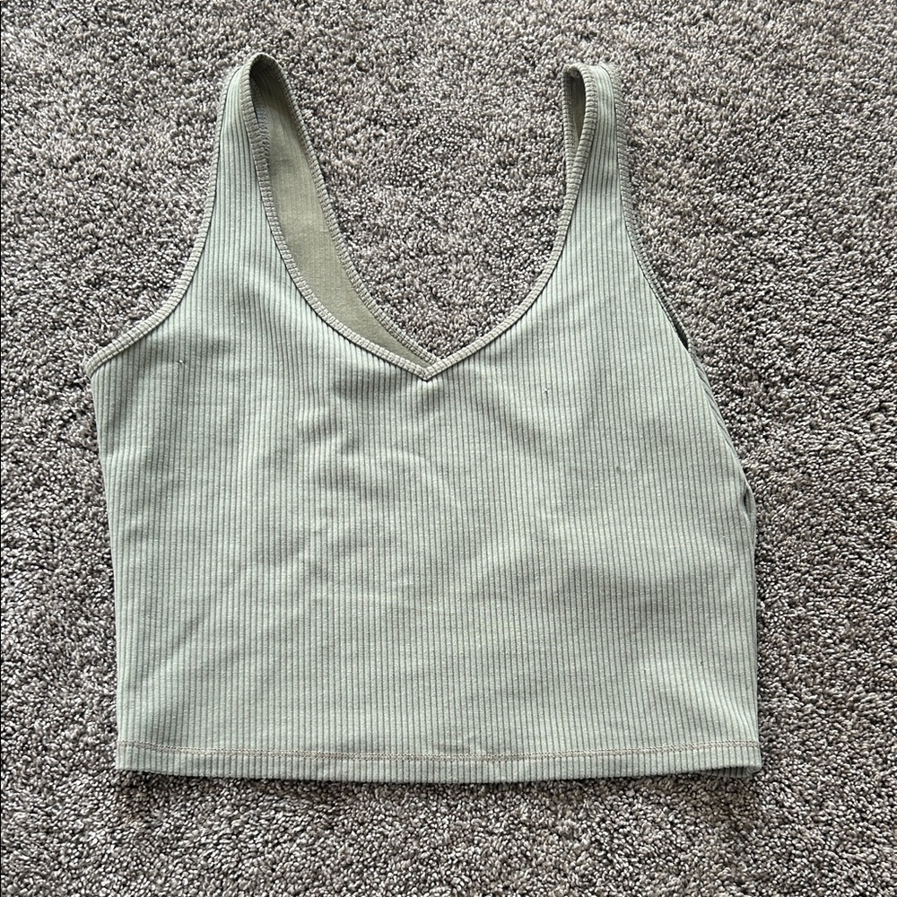 Sage Green Ribbed Crop Top